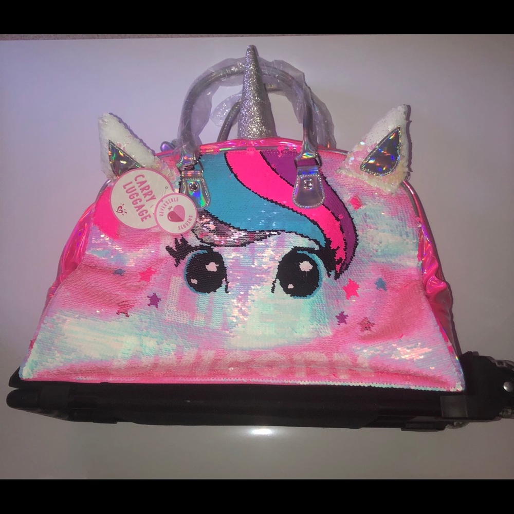 NWT Justice girls rolling luggage bag